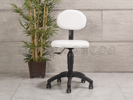 Amortisörlü Dövmeci Çalışma Sandalyesi | Beyaz - Plastik Ayak